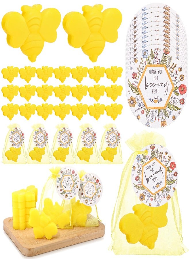 Swiffen 50 Sets Bee Themed Soap Bulk Baby Shower Return Gifts Including Mini Bee Handmade Soaps with Thank You Tags and Organza Bags Gender Reveal Party Favor for Guests Birthday Decorations - Image 1
