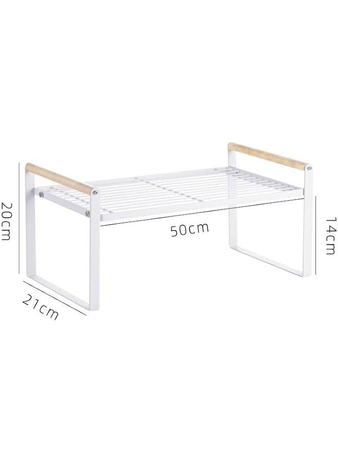 TRASSLE Counter Shelf Organizer, Metal Cupboard Stand Spice Rack, 20 * 21 * 50cm Cabinet Pantry Shelf, Organization and Storage for Kitchen, Bathroom, Pantry (White)  - Image 3