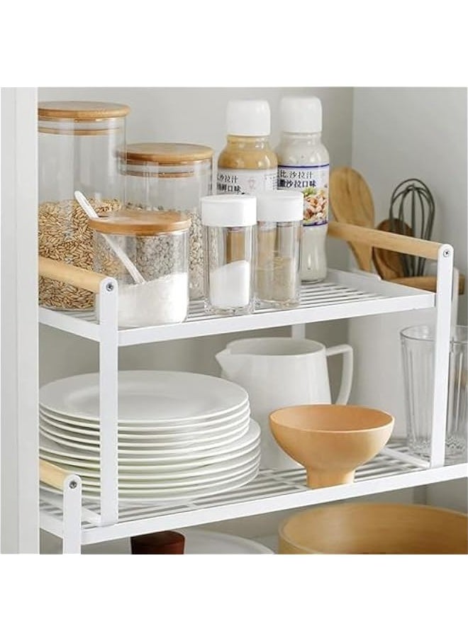 TRASSLE Counter Shelf Organizer, Metal Cupboard Stand Spice Rack, 20 * 21 * 50cm Cabinet Pantry Shelf, Organization and Storage for Kitchen, Bathroom, Pantry (White)  - Image 4
