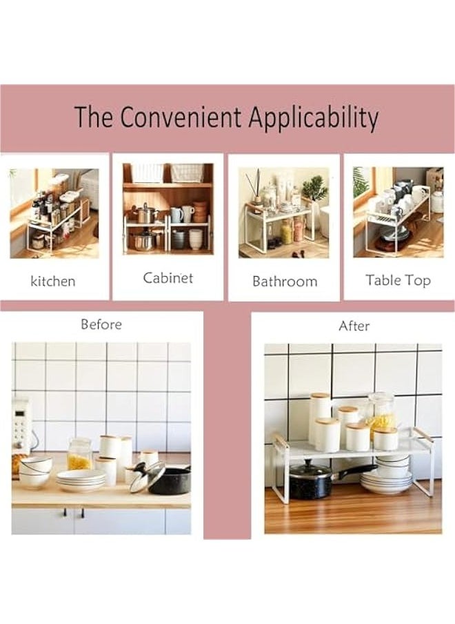 TRASSLE Counter Shelf Organizer, Metal Cupboard Stand Spice Rack, 20 * 21 * 50cm Cabinet Pantry Shelf, Organization and Storage for Kitchen, Bathroom, Pantry (White)  - Image 5
