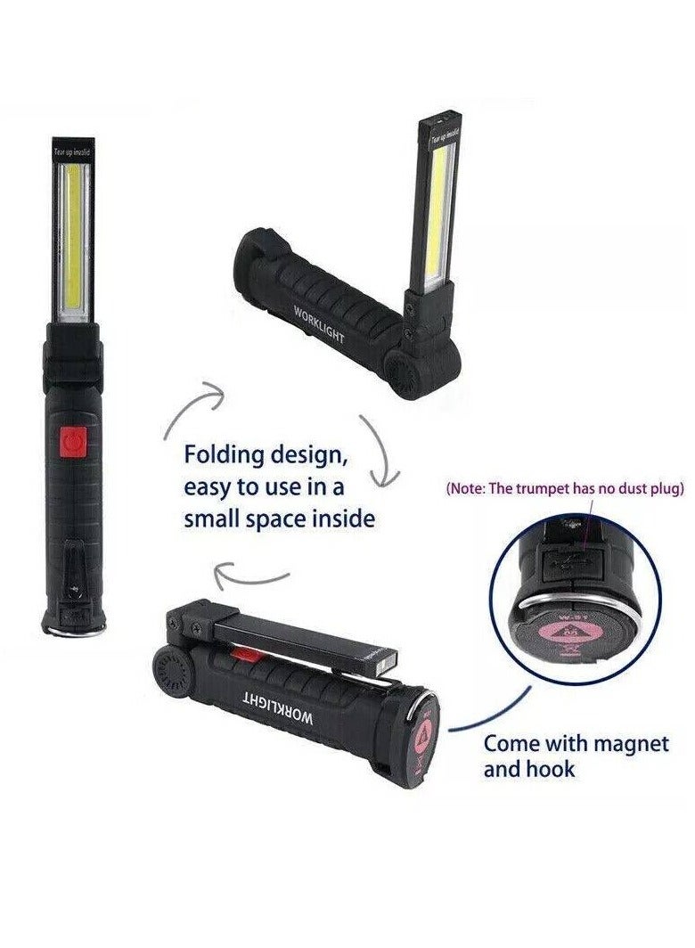 LED Work Light,Rotate Grill Light and 5 Modes Bright LED Flashlights, COB Rechargeable Work Lights with Magnetic Base, Inspection Light for Car Repair, Household, Camping  - Image 3