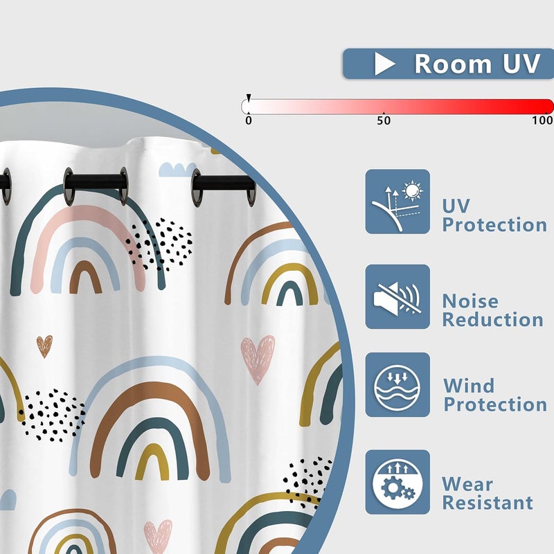 chiinvent Blackout Rainbow Curtains for Kids Cute Rainbow Room Darkening Window Curtains Decorative Cartoon Black Out Curtain for Girls Bedroom Nursery, C2, 52" x 84", 2 Panels (90% Blackout) - Image 5
