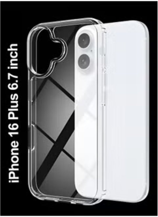 إيف حافظة آيفون 16 بلس شفافة ونحيفة - 6.7 بوصة مقاومة للصدمات، ومقاومة للخدش، وغطاء واقٍ شفاف للغاية - Image 1