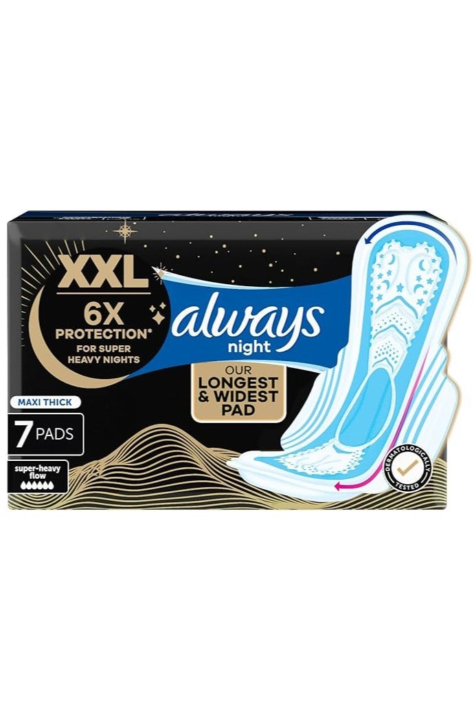 Always فوط صحية ليلية سميكة ماكسي دريمز مع أجنحة، 7 قطع ليلية