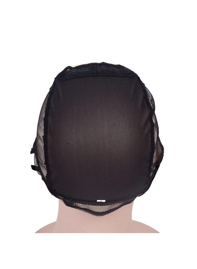 YTBYT 2 Pieces Black 4X4 Inch U Part Swiss Lace Wig Cap With Adjustable Straps On The Back Glueless Hairnets Lace Wig Cap For Making Wig (Black M) - Image 3