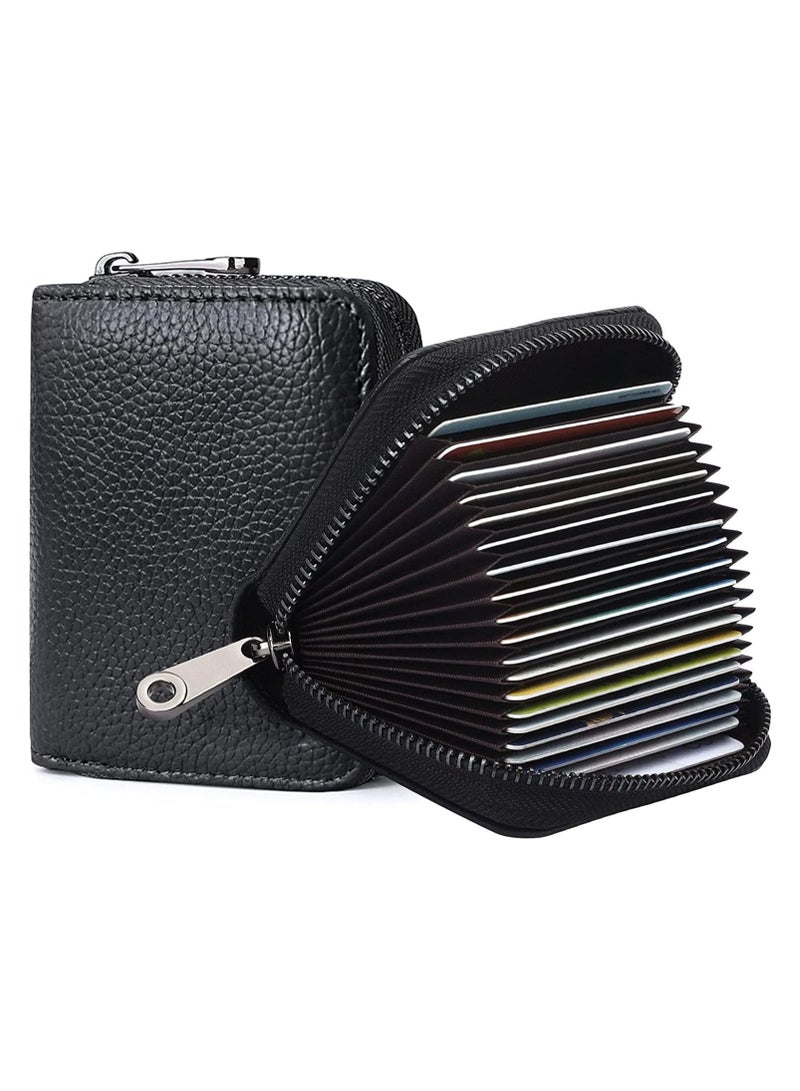 Card Holder, Zipper Around Card Wallet, PU Leather Credit Debit Card Holder Wallet Card Case ID Case Organizer Coin Purse for Men & Women | 11 Cards Compartment