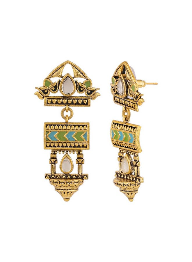VOYLLA Gwalior Gold Toned Jharokha Motifs Necklace Set - Image 3