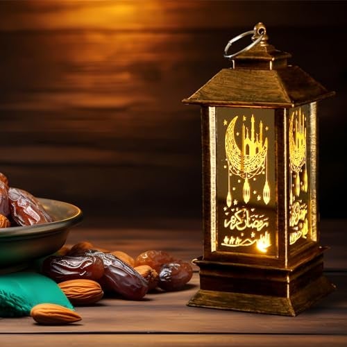 Glodecart 2PCS Ramadan Lantern, Dark Brown Mini Castle Moon, LED, Not Water Resistant, Home Decor, Eid Mubarak, Tabletop Mount - Image 3