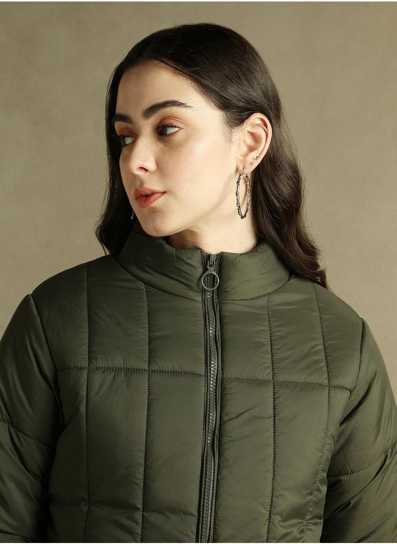 Dennis Lingo Women's Olive 100% Polyester Solid Regular Fit Jacket  - Image 4