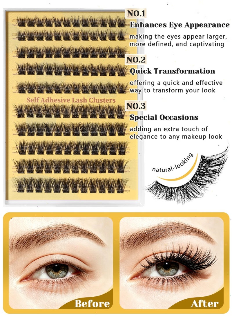 mierting Self Adhesive False Eyelashes 120Pcs Natural Style Pre-Glued False Eyelashes with Tweezers, Press-On Glueless Individual Lashes for Beginners, 8–16mm DIY Flase Eyelashes MXF08-03 - Image 3
