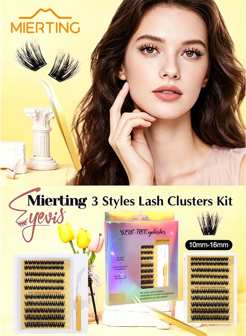 mierting Self Adhesive False Eyelashes 120Pcs Natural Style Pre-Glued False Eyelashes with Tweezers, Press-On Glueless Individual Lashes for Beginners, 8–16mm DIY Flase Eyelashes MXF08-03 - Image 5