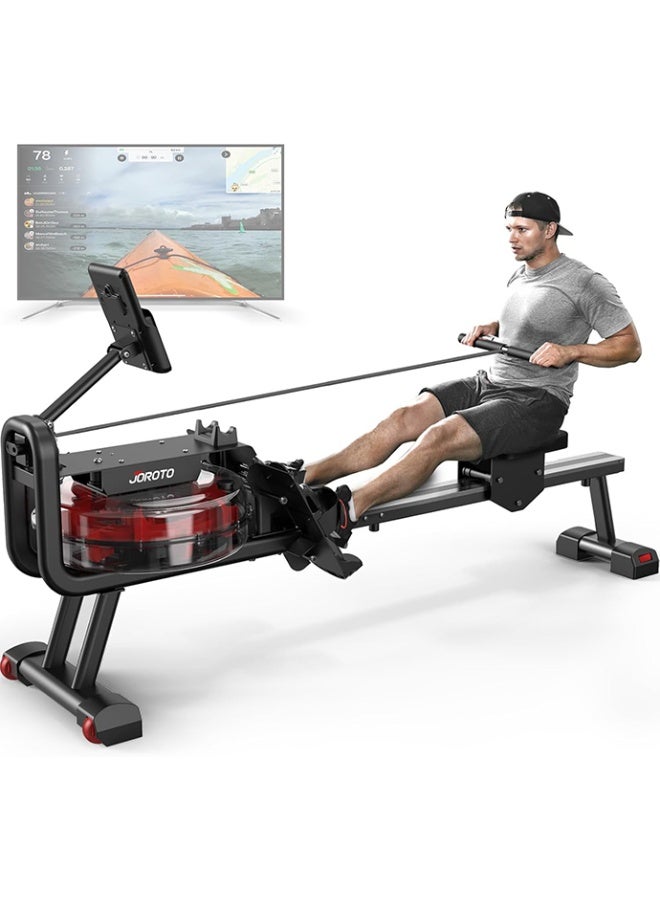 جوروتو جهاز التجديف المنزلي بمقاومة الماء، يدعم البلوتوث مع حامل للتابلت ووسادة مقعد مريحة، الحد الأقصى للتحميل 130 كيلوغرام/286 رطل، يدعم تطبيقات Kinomap و Fitshow وتطبيقات أخرى - Image 1