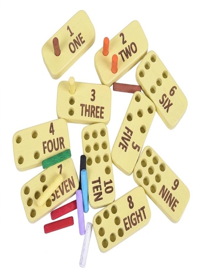 RCW Wooden Counting 1-10 Number Peg Set with 20 Colorful Pins Montessori Educational Toy for Kids | Learn Number, Count & Fine Motor Skills | Toy for Toddlers & Preschool (Yellow Color) - Image 1