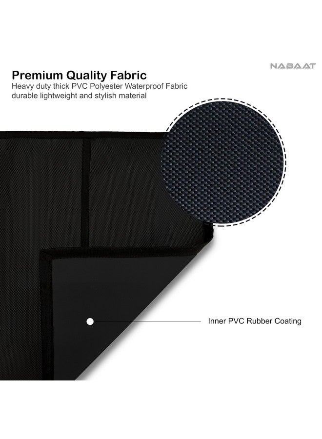 NABAAT غطاء ثلاجة نباة علوي لثلاجة ذات بابين ديكور مطبخ متين مضاد للغبار ومقاوم للماء تصميم حديث مع 6 جيوب جانبية لملحقات المطبخ - 170 x 65 سم (أسود) - Image 2