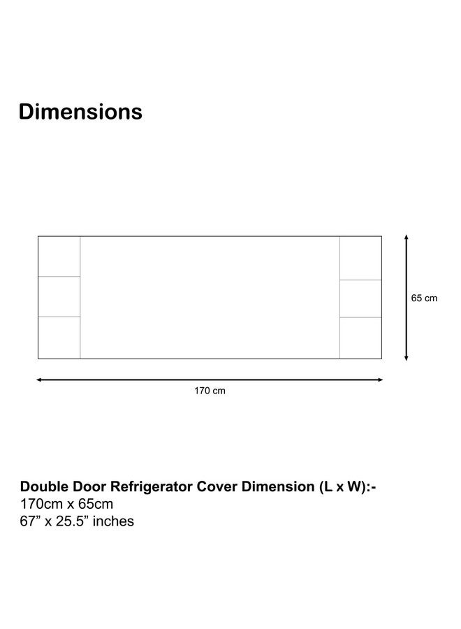 NABAAT غطاء ثلاجة نباة علوي لثلاجة ذات بابين ديكور مطبخ متين مضاد للغبار ومقاوم للماء تصميم حديث مع 6 جيوب جانبية لملحقات المطبخ - 170 x 65 سم (أسود) - Image 4