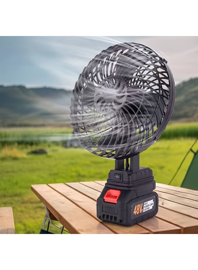 Vparty Outdoor Wireless Rechargeable Electric Fan, Ultra-long Battery Life, Large Air Volume, Suitable for Dormitory and Outdoor Use, Large-capacity Lithium Battery Fan (with Two Batteries and One Charger) - Image 1