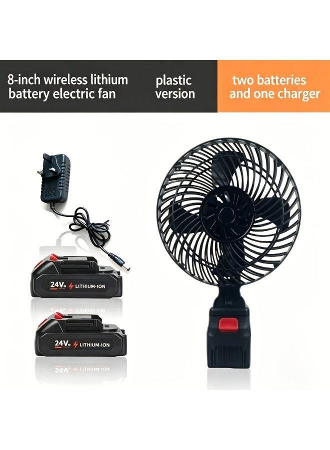 Vparty Outdoor Wireless Rechargeable Electric Fan, Ultra-long Battery Life, Large Air Volume, Suitable for Dormitory and Outdoor Use, Large-capacity Lithium Battery Fan (with Two Batteries and One Charger) - Image 3