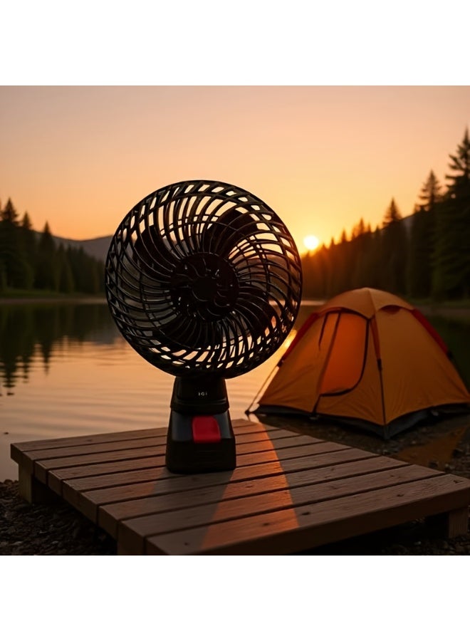 Vparty Outdoor Wireless Rechargeable Electric Fan, Ultra-long Battery Life, Large Air Volume, Suitable for Dormitory and Outdoor Use, Large-capacity Lithium Battery Fan (with Two Batteries and One Charger) - Image 2