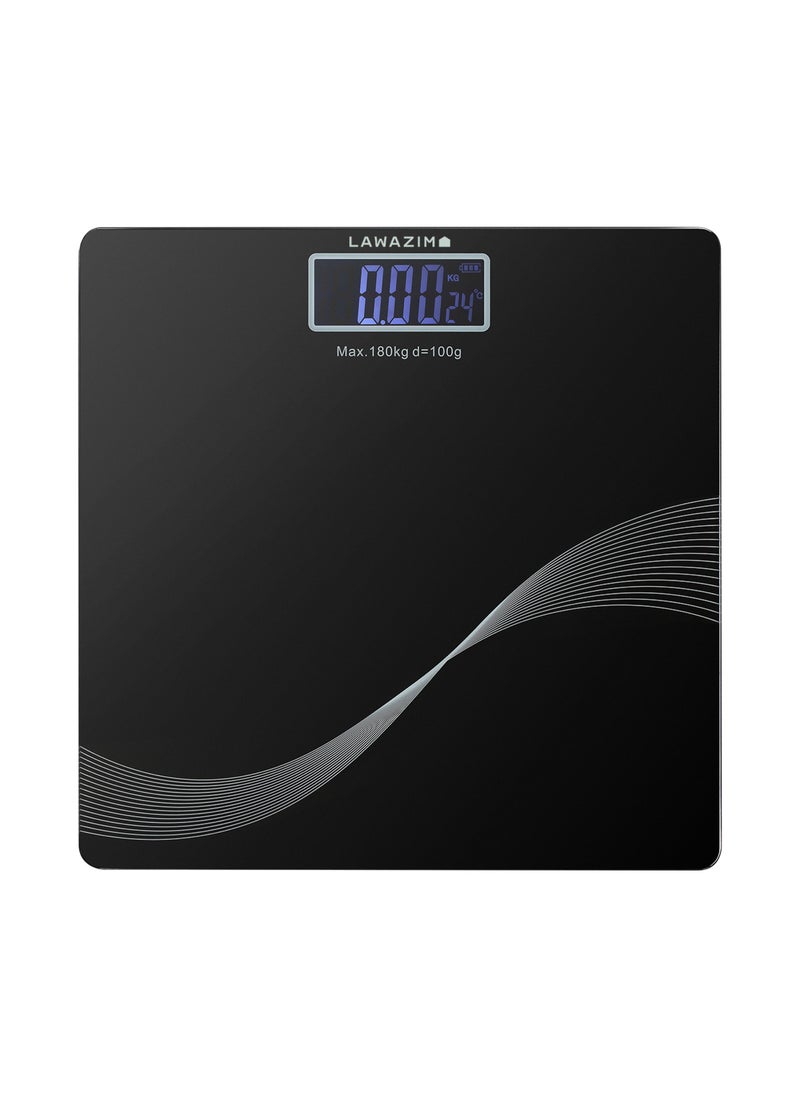 LAWAZIM Glass Body Scale - Sleek Digital Bathroom Scale with High Precision Sensors for Accurate Weight Measurement | Electronic Personal Body weight scale, Stylish Sleek Modern Slim design scale.  - Image 1