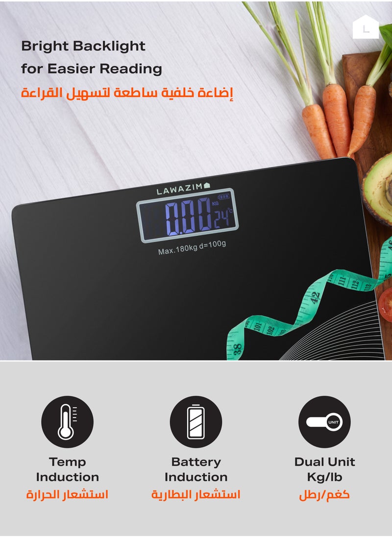 LAWAZIM Glass Body Scale - Sleek Digital Bathroom Scale with High Precision Sensors for Accurate Weight Measurement | Electronic Personal Body weight scale, Stylish Sleek Modern Slim design scale.  - Image 4