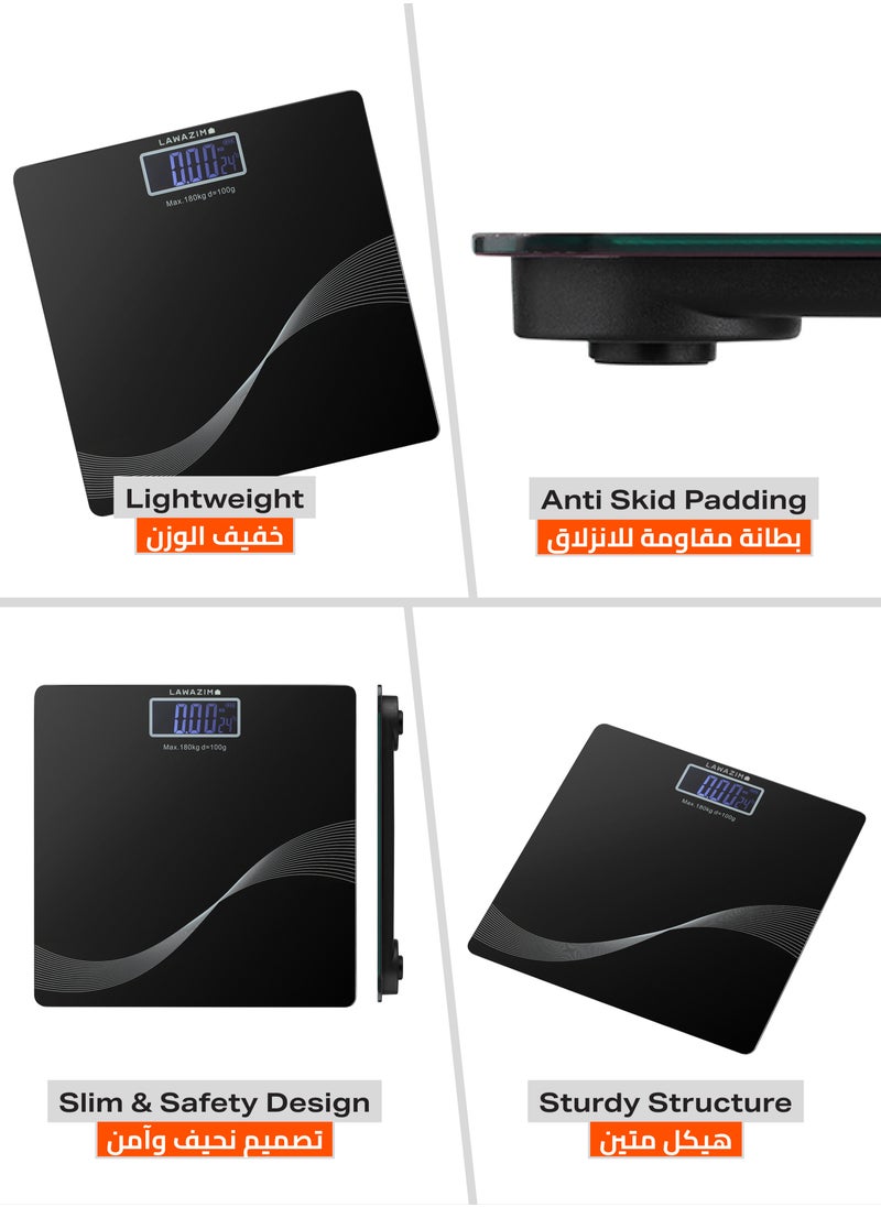LAWAZIM Glass Body Scale - Sleek Digital Bathroom Scale with High Precision Sensors for Accurate Weight Measurement | Electronic Personal Body weight scale, Stylish Sleek Modern Slim design scale.  - Image 3
