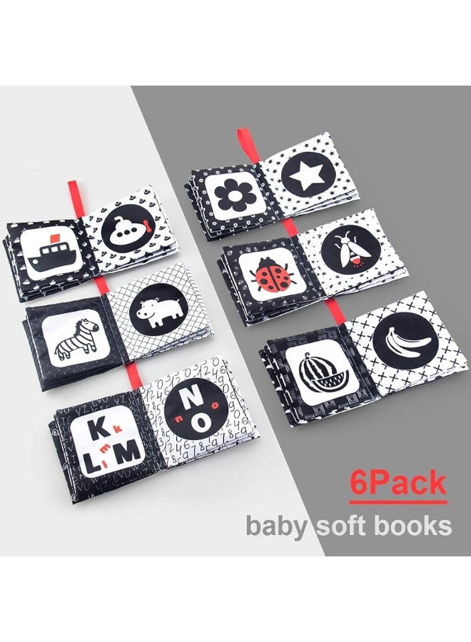 teytoy My First Soft Book,teytoy Nontoxic Fabric Baby Cloth Activity Crinkle Soft Black and White Book for Infants Boys and Girls Early Educational Toys Perfect for Baby Shower -Pack of 6 - Image 2