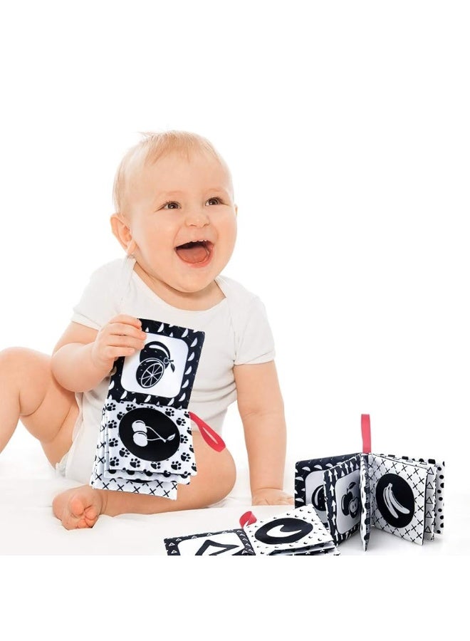 teytoy My First Soft Book,teytoy Nontoxic Fabric Baby Cloth Activity Crinkle Soft Black and White Book for Infants Boys and Girls Early Educational Toys Perfect for Baby Shower -Pack of 6 - Image 4