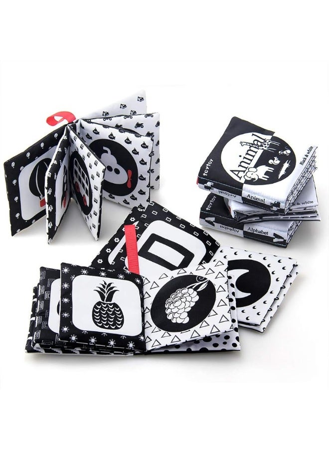 teytoy My First Soft Book,teytoy Nontoxic Fabric Baby Cloth Activity Crinkle Soft Black and White Book for Infants Boys and Girls Early Educational Toys Perfect for Baby Shower -Pack of 6 - Image 5
