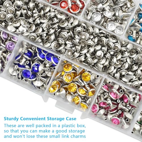 BDS-HOME 400sets 7mm Rhinestone Rivets 10 Colors Cz Crystal Rivets with Tubular Metal Studs 3 Tools for Clothing, Performance, Arts and Leather Craft DIY Making - Image 5