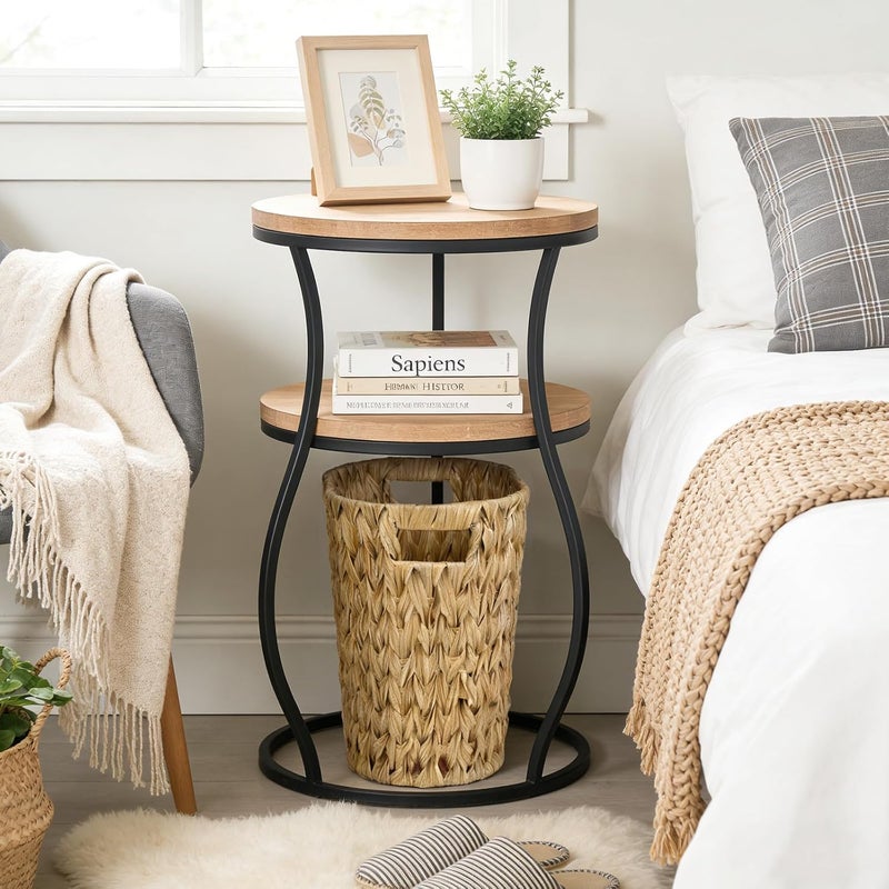 EITMOW Wicker Bathroom Trash Can, Waterproof Rattan-Style Waste Basket with Handles, Decorative Garbage Bin for Bedroom, Office, 12.6×7.5×12.2 Inch (1, Linen) - Image 5