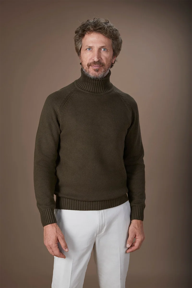 Doppelganger Men's 100% cotton regular fit turtleneck jumper - Brown