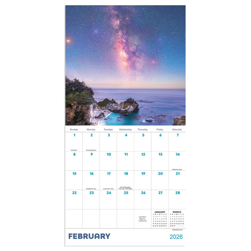 TF Publishing 2026 Stargazing Mini Calendar with Monthly Grids for Appointments and Scheduling - Vertical Small Wall Calendar 2026 with Premium Gloss Paper for Home and Office Organization - 7x7in - Image 3