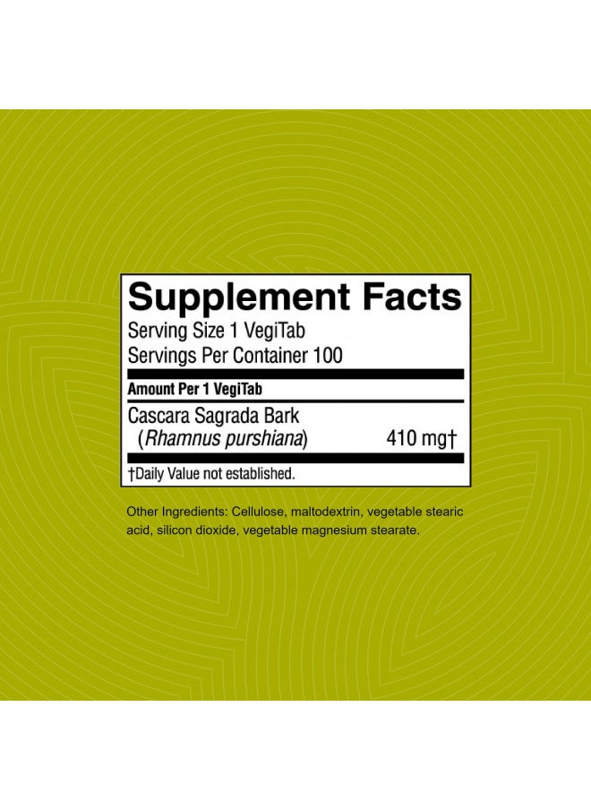 NATURE'S SUNSHINE - Nature's Sunshine Cascara Sagrada Capsules - Promotes Intestinal Support for a Healthy Colon - 100 Vegitabs (50 Servings) - Image 1