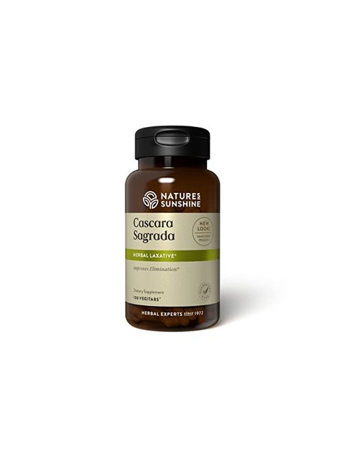 Nature's Sunshine Cascara Sagrada Capsules - Promotes Intestinal Support for a Healthy Colon - 100 Vegitabs (50 Servings)