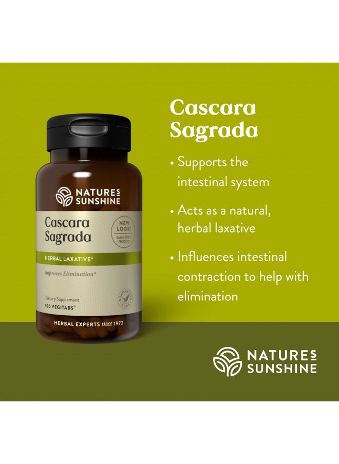 NATURE'S SUNSHINE - Nature's Sunshine Cascara Sagrada Capsules - Promotes Intestinal Support for a Healthy Colon - 100 Vegitabs (50 Servings) - Image 1