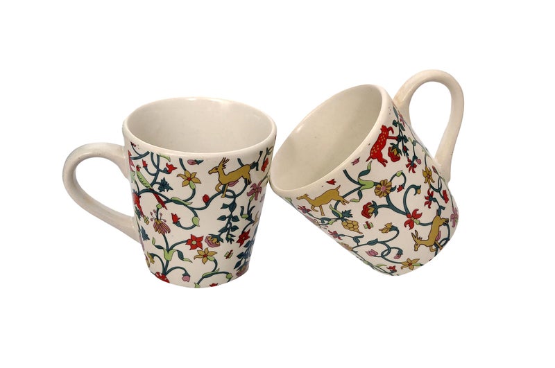 Crock Comforts Ceramic Handmade Handcrafted Stoneware Couple Goal Deer Pattern Dinner Set-Plates(10 inch) with Serving Bowl(4inch)& Coffee Mug(330ml)-Set of 2,Microwave & Dishwasher Safe,CGHRM - Image 3