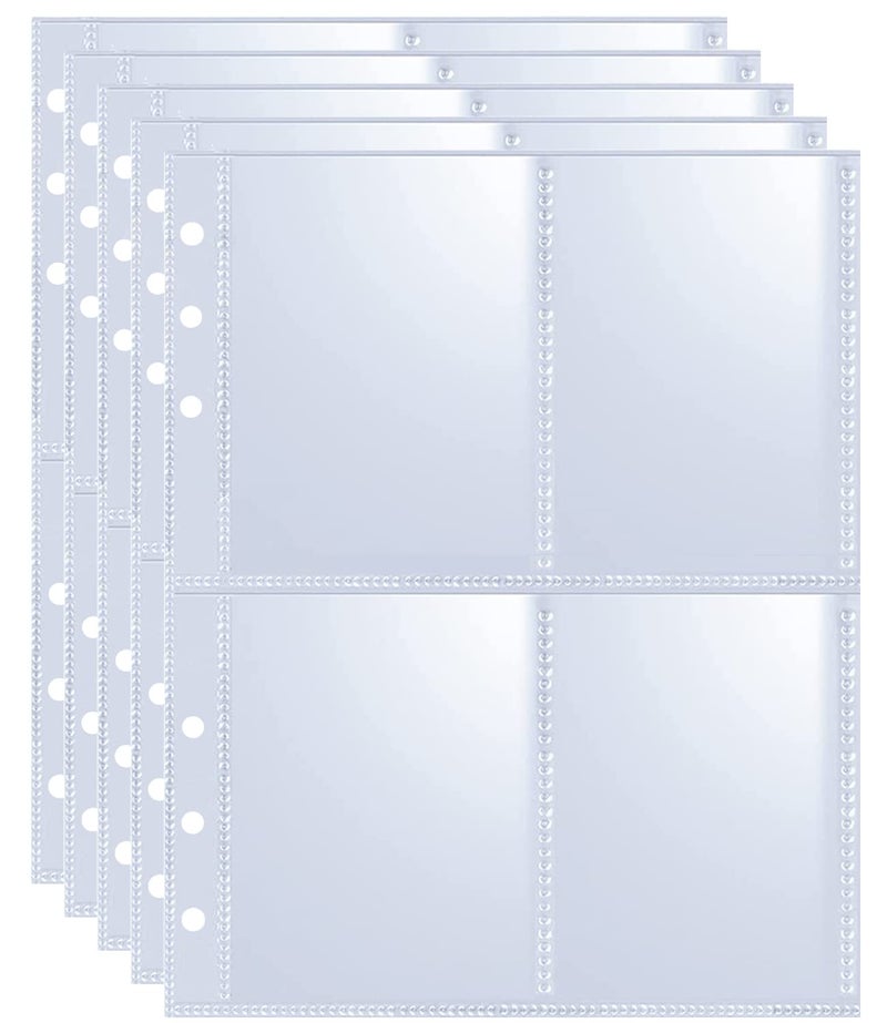 WITHYU 80 Pack 640 Pockets 6 Ring A5 Binder Sleeves,2.5x3.5 Inch Trading Card Sleeves,Double-Sided 4 Pocket Page Protector,Ultra-Clear Kpop Photocard Sheets,Card Sleeve Pages for Game Cards,Photocard - Image 1