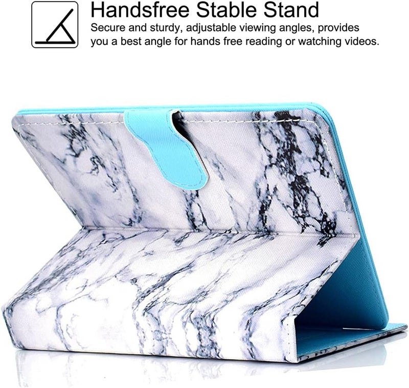 نيو شاين غلاف عالمي لجهاز لوحي مقاس 7.9-8.5 بوصة، غلاف فوليو من جلد PU من Newshine مع حامل لأجهزة iPad Mini 1/2/3/4، وGalaxy Tab 3/4/Note 8.0، وAmazon Kindle Fire HD/HDX 8.0 وغيرها من موديلات 8.0 بوصة - رخام جديد - Image 4