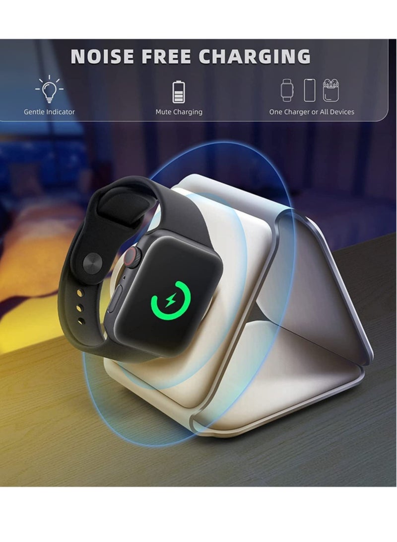 ELTRAZONE 3 in 1 Wireless Charger,Magnetic Foldable Charging Station,Fast Wireless Charging Pad (WHITE) - Image 2