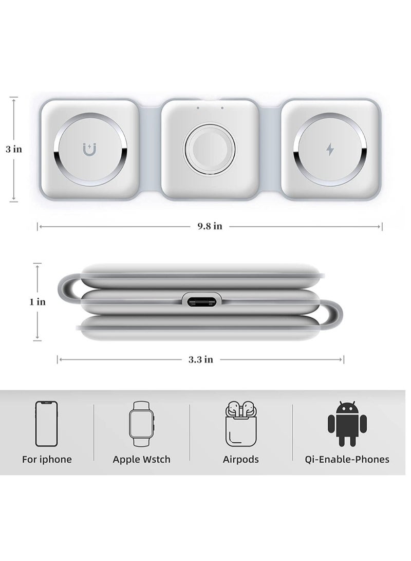 ELTRAZONE 3 in 1 Wireless Charger,Magnetic Foldable Charging Station,Fast Wireless Charging Pad (WHITE) - Image 3