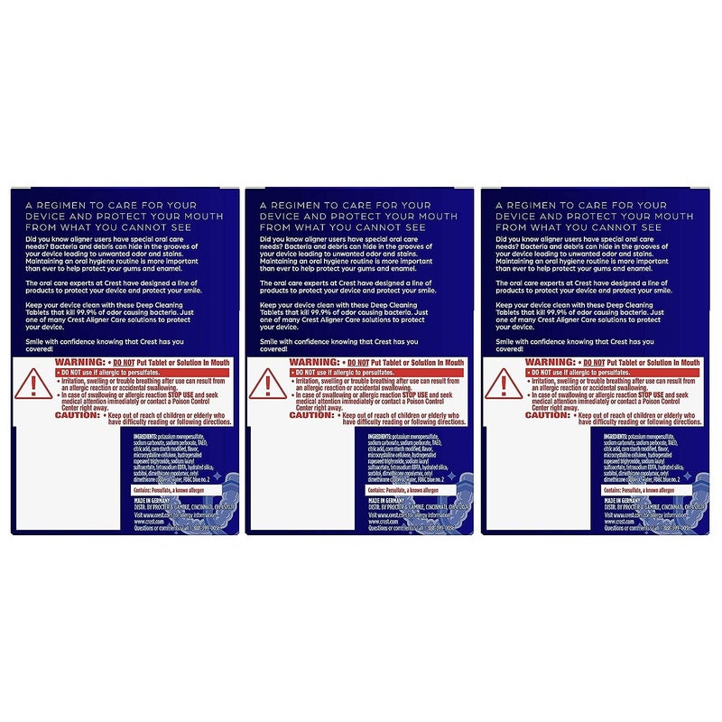 Crest Aligner Care Deep Cleaning Anti-Bacterial Tablets for Aligners, Retainers, Mouthguards, 60-Count, Pack of 3 - Image 2
