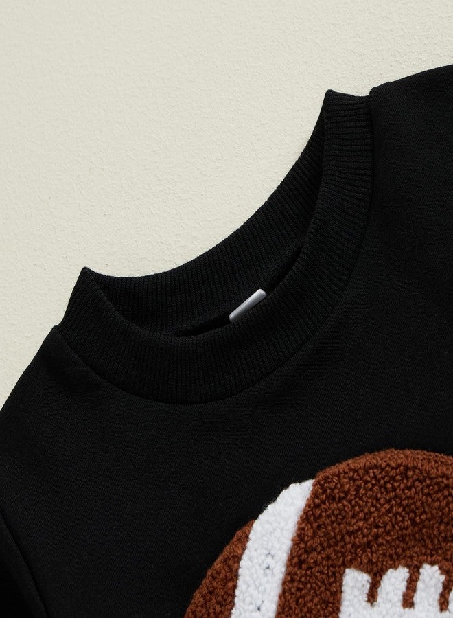 SAYOO Toddler Baby Boy Football Outfit Football Embroidery Sweatshirt Pullover Casual Jogger Pant 2Pcs Fall Sport Clothes (Black, 2-3 Years) - Image 4