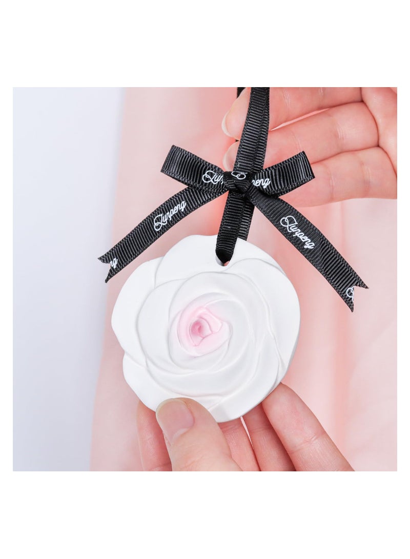 SYOSI 2pcs Car Air Freshener, Rose Scented Ceramic Hanging Air Freshener Drawer Freshener Sachet Closet Scented Bag Ceramic Fragrance Diffuser Scented Ceramic Ornament for Men Women Car Fragrance - Image 1