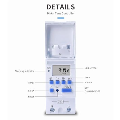 Maxwell 240V AC 4 PIN Programmable Daily/Weekly Digital LCD Display Control Counter/Time Timer Relay Switch: DIN Rail Type (Warranty 12 Months) - Image 3