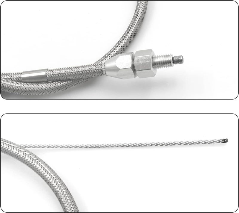 LVOUP 5657 Stainless Adjustable Steel Braided Throttle Cable Kit - 36" Cable, 24" Sleeve - Image 3