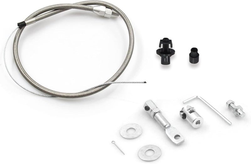 LVOUP 5657 Stainless Adjustable Steel Braided Throttle Cable Kit - 36" Cable, 24" Sleeve - Image 1