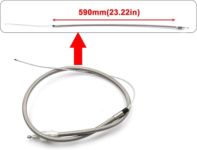LVOUP 5657 Stainless Adjustable Steel Braided Throttle Cable Kit - 36" Cable, 24" Sleeve - Image 2