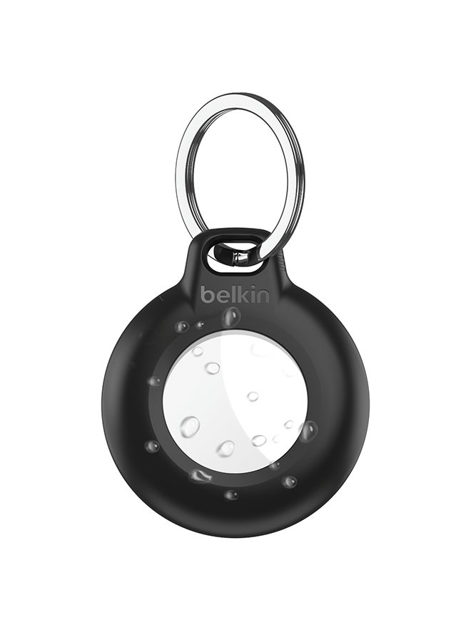 Belkin Waterproof Apple AirTag Secure Holder with Key Ring, Durable Scratch-Resistant AirTag Case, Protective AirTag Keychain Accessory for Keys, Pets, Luggage, Backpacks, and More - (1-pack) Black - Image 1