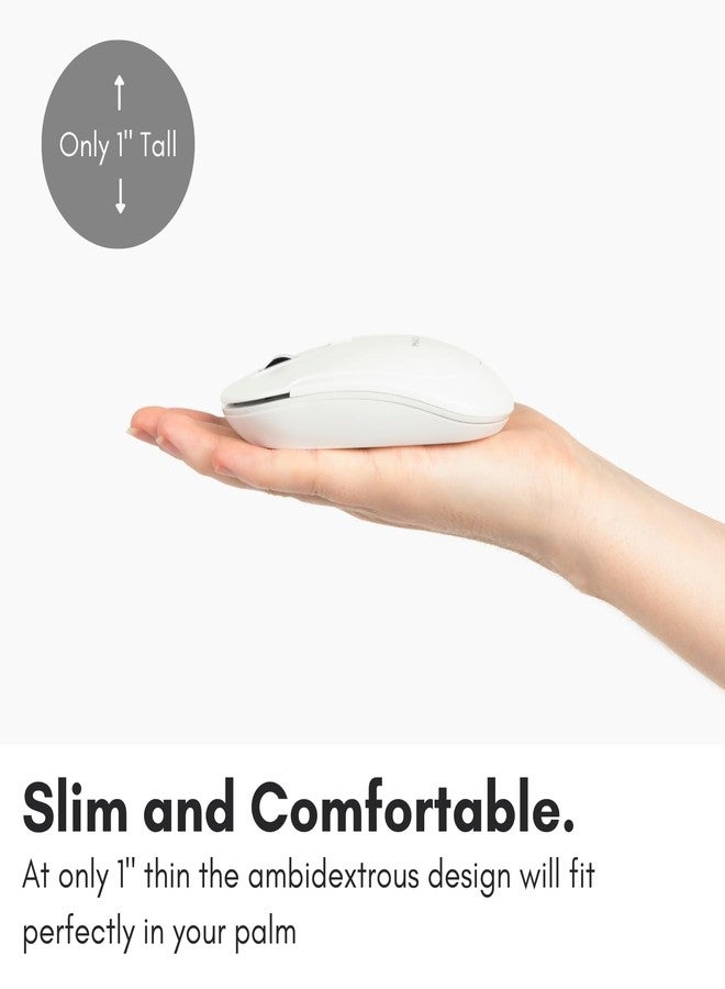 Macally Wireless Bluetooth Mouse for Mac, MacBook Pro/Air, iPad, and PC - Quiet Click and Comfortable Compatible Apple Wireless Mouse - Rechageable - White - Image 4