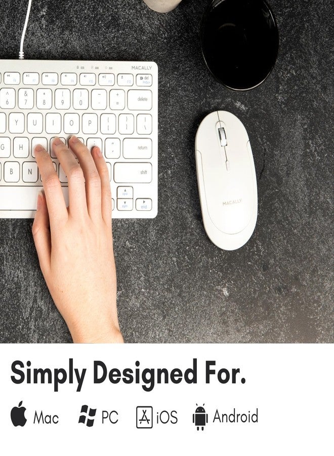 Macally Wireless Bluetooth Mouse for Mac, MacBook Pro/Air, iPad, and PC - Quiet Click and Comfortable Compatible Apple Wireless Mouse - Rechageable - White - Image 2